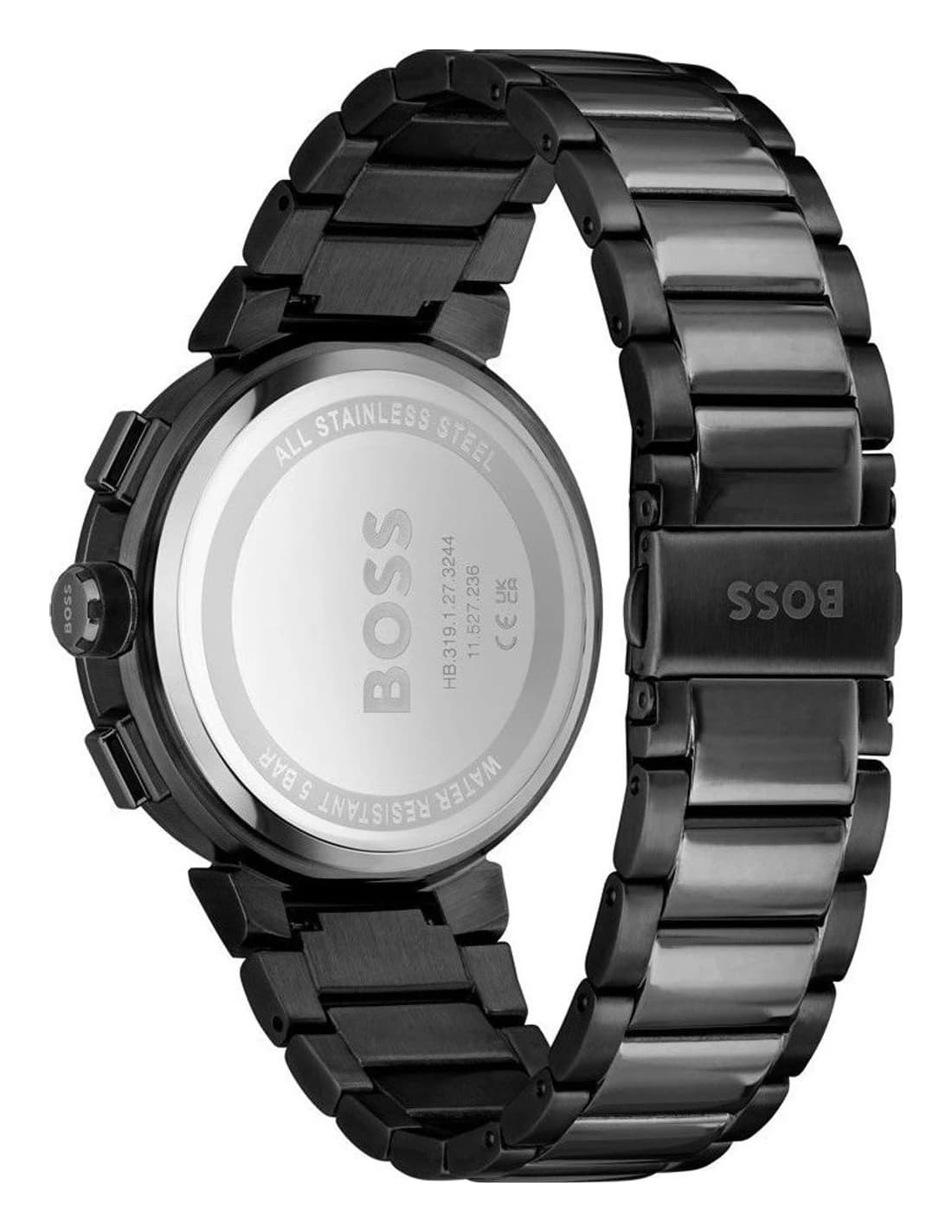 Montre Hugo Boss One 1514001 homme noire, bracelet maillons acier vue 3