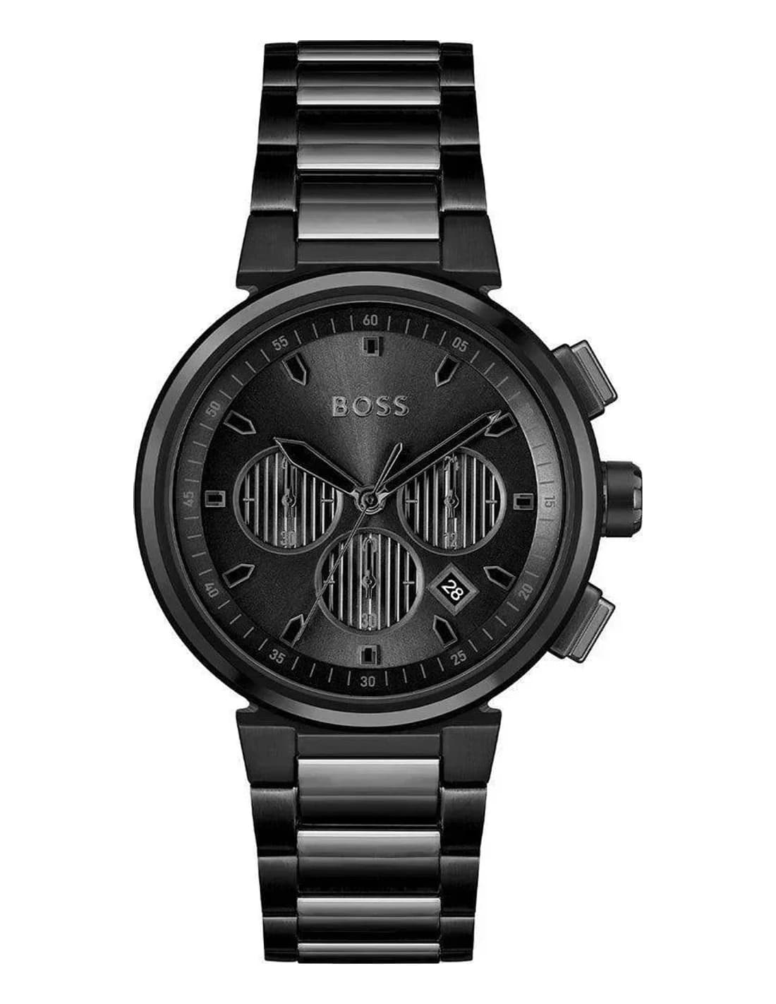 Montre Hugo Boss One 1514001 homme noire, bracelet maillons acier vue 4