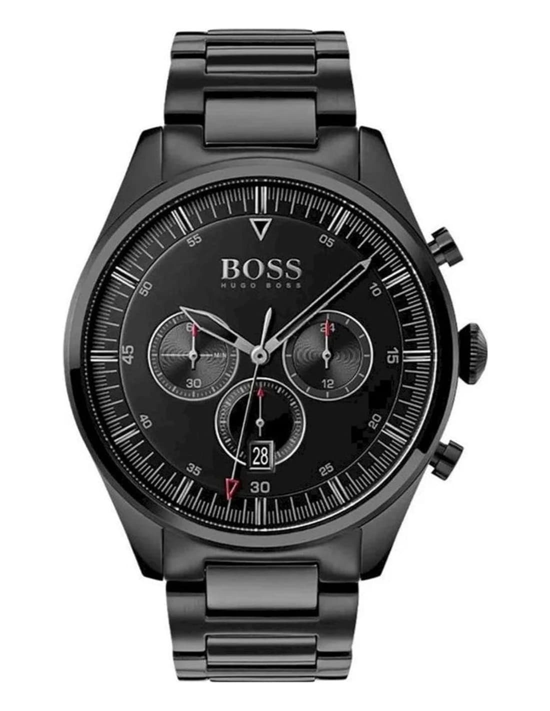 Montre Hugo Boss Pioneer 1513714 homme noire, bracelet Maillons acier inoxydable