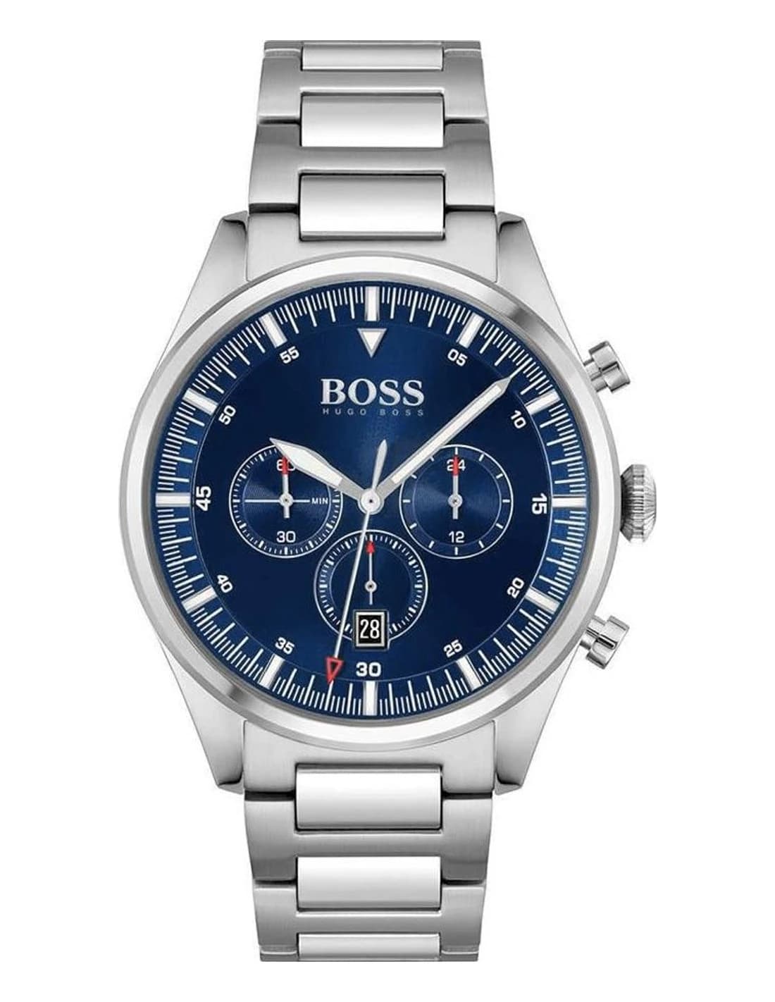 Montre Hugo Boss Pioneer 1513867 homme argentée, bracelet maillons acier
