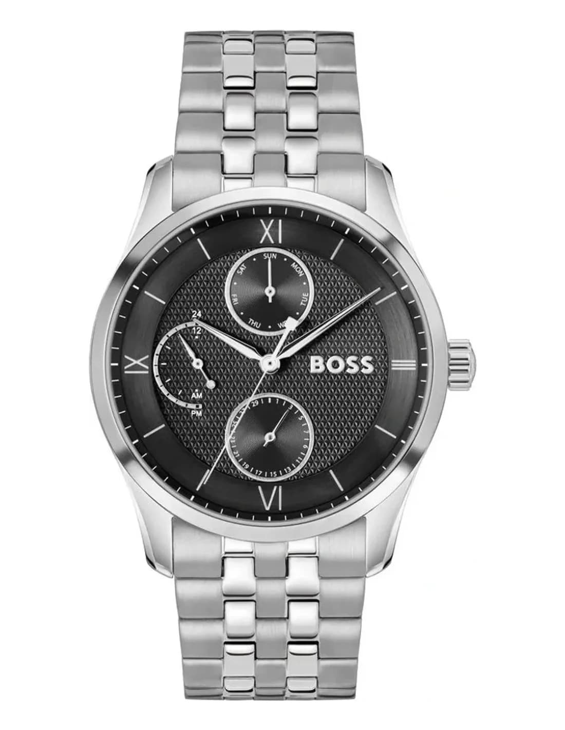 Montre Hugo Boss Principle Master 1514274 homme noire, bracelet maillons acier