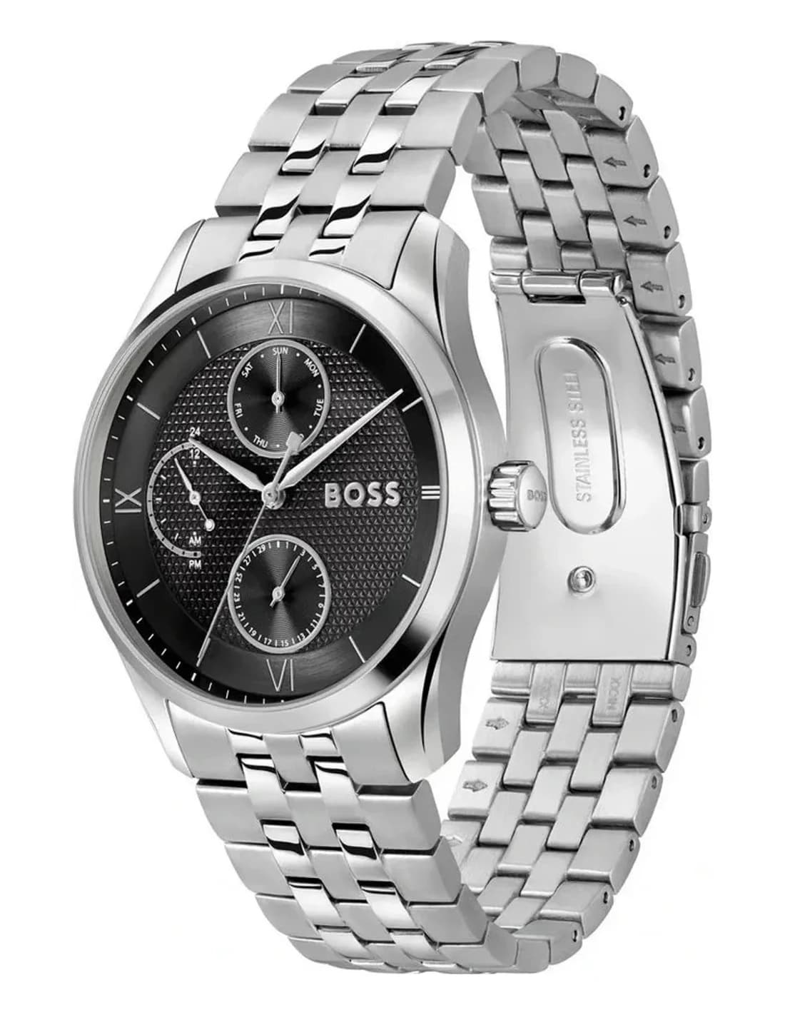 Montre Hugo Boss Principle Master 1514274 homme noire, bracelet maillons acier vue 2