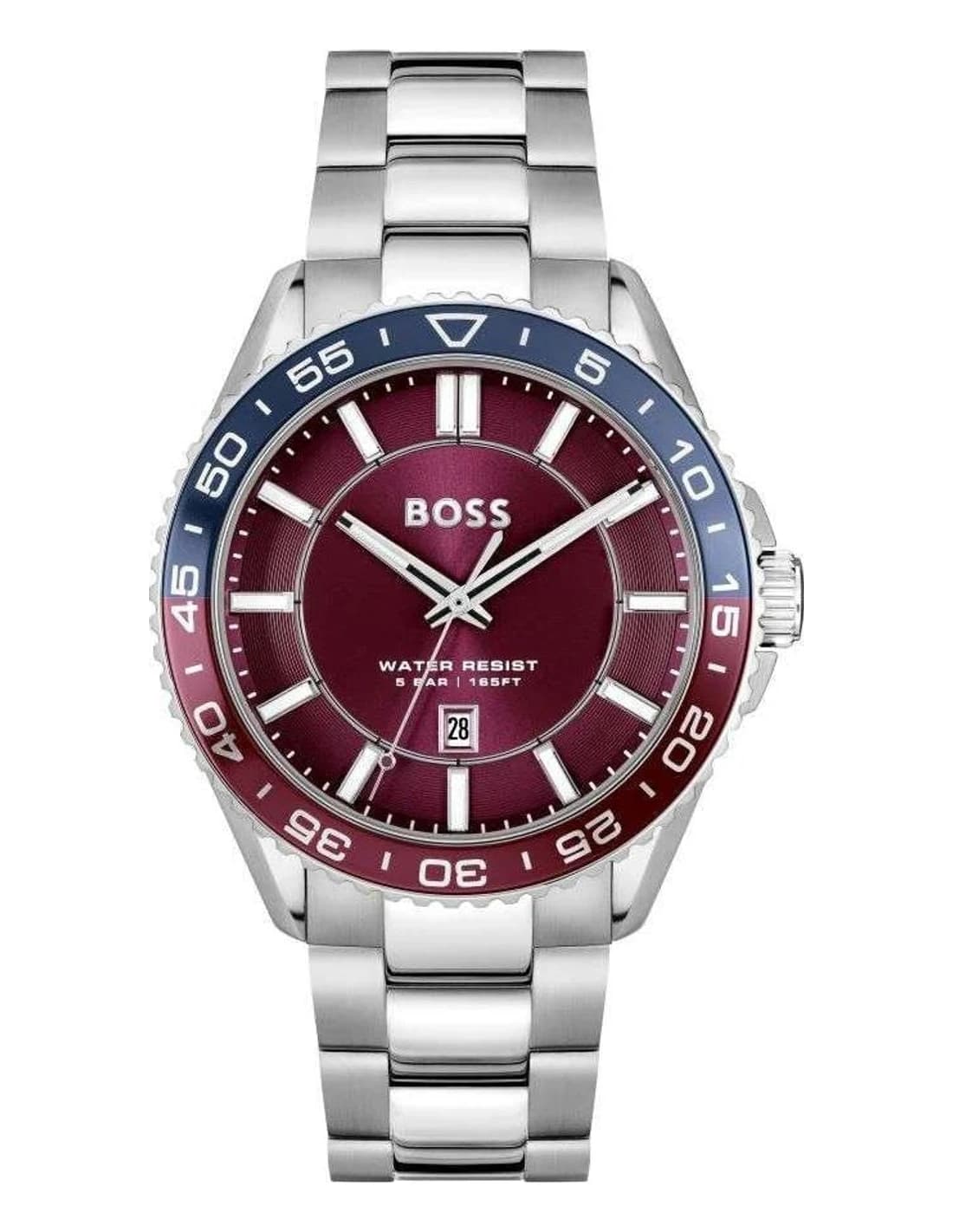 Hugo Boss Runner 1514209 men's burgundy watch, Stainless Steel bracelet strap