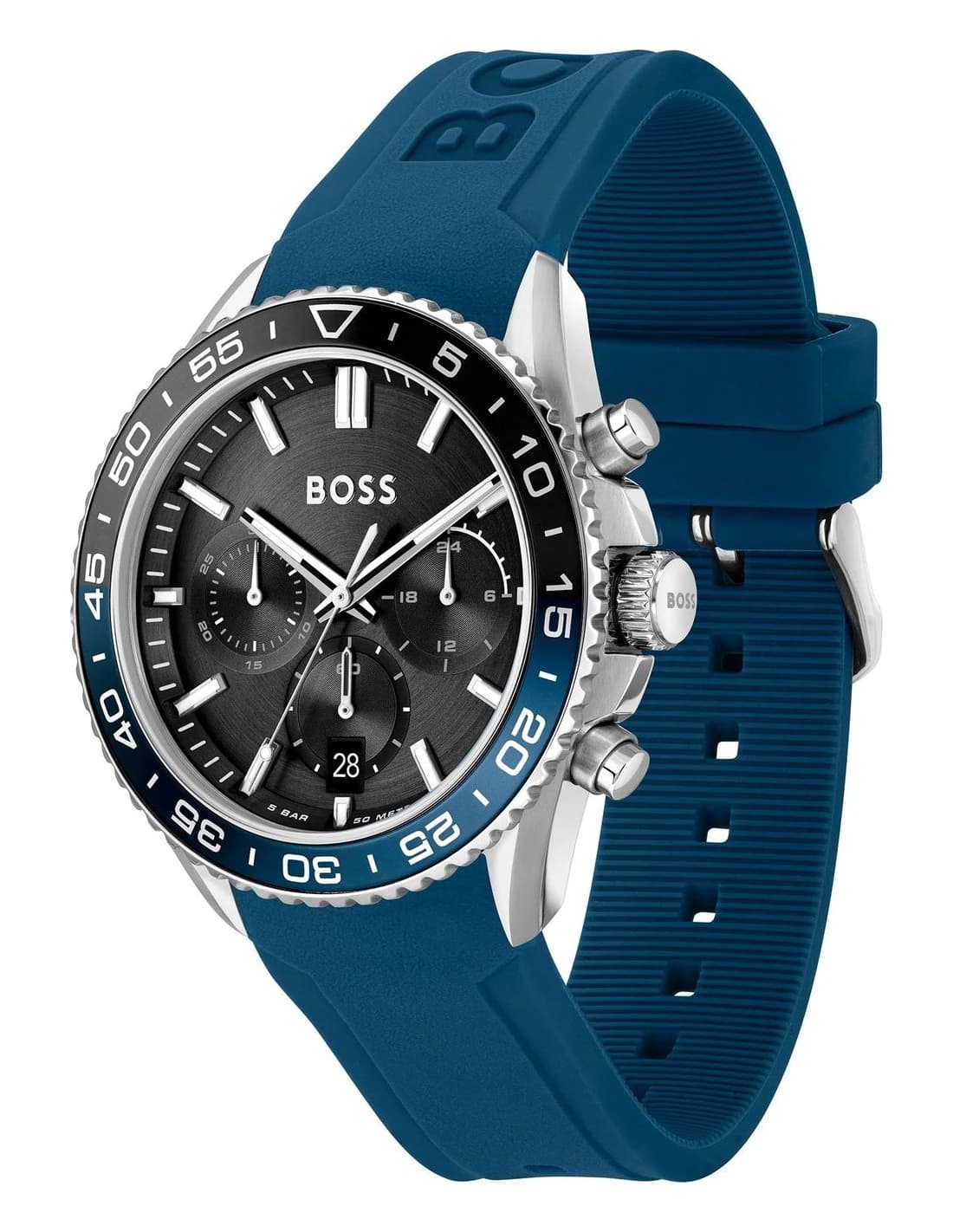 Hugo Boss Runner 1514245 men's noir et bleu watch, silicone strap vue 2