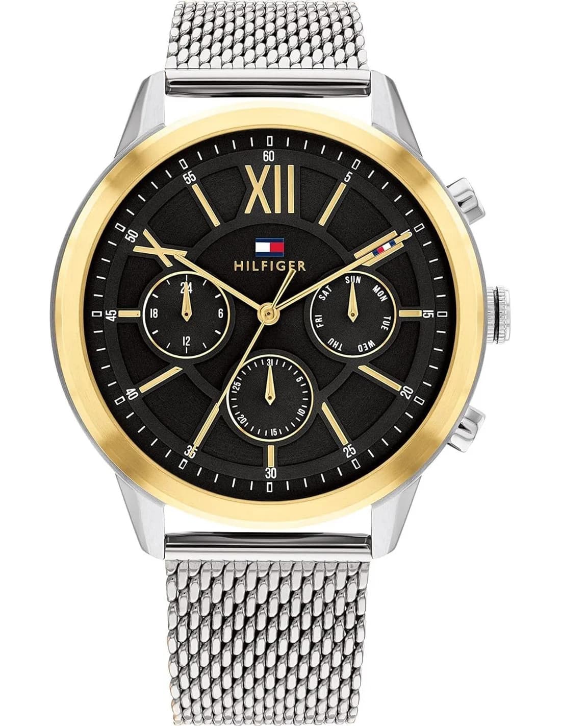 Montre Homme Tommy Hilfiger Morrison 1710528 cadran noir bracelet maille milanaise