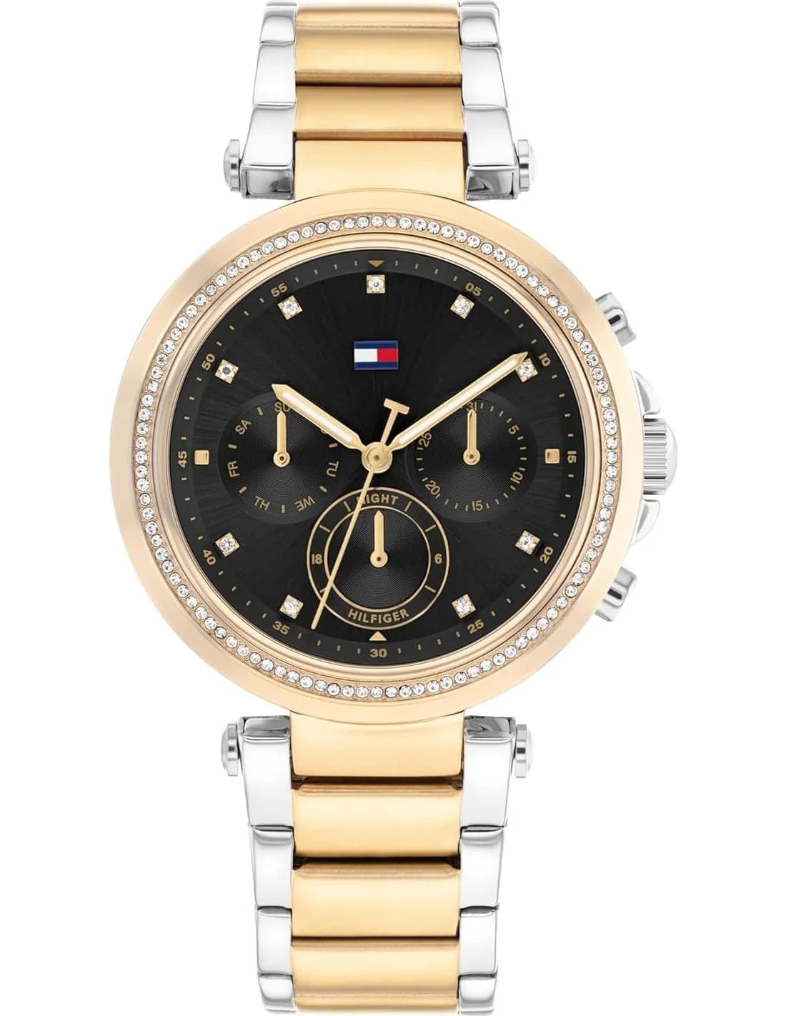 Montre Femme Tommy Hilfiger Emily 1782702 cadran noir bracelet acier et doré