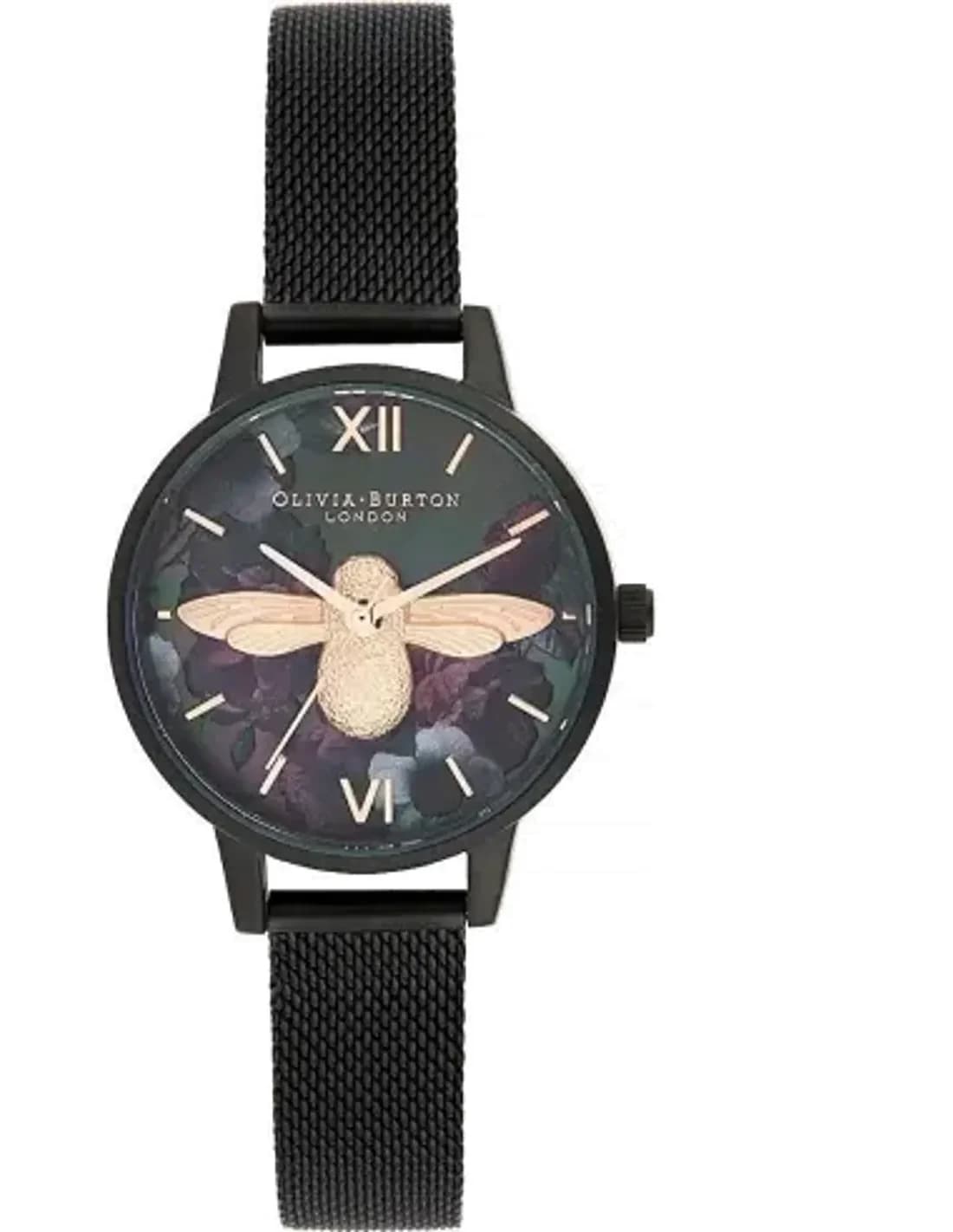 Olivia Burton OB16AD39 Black Milanese Mesh and Rose Gold Watch