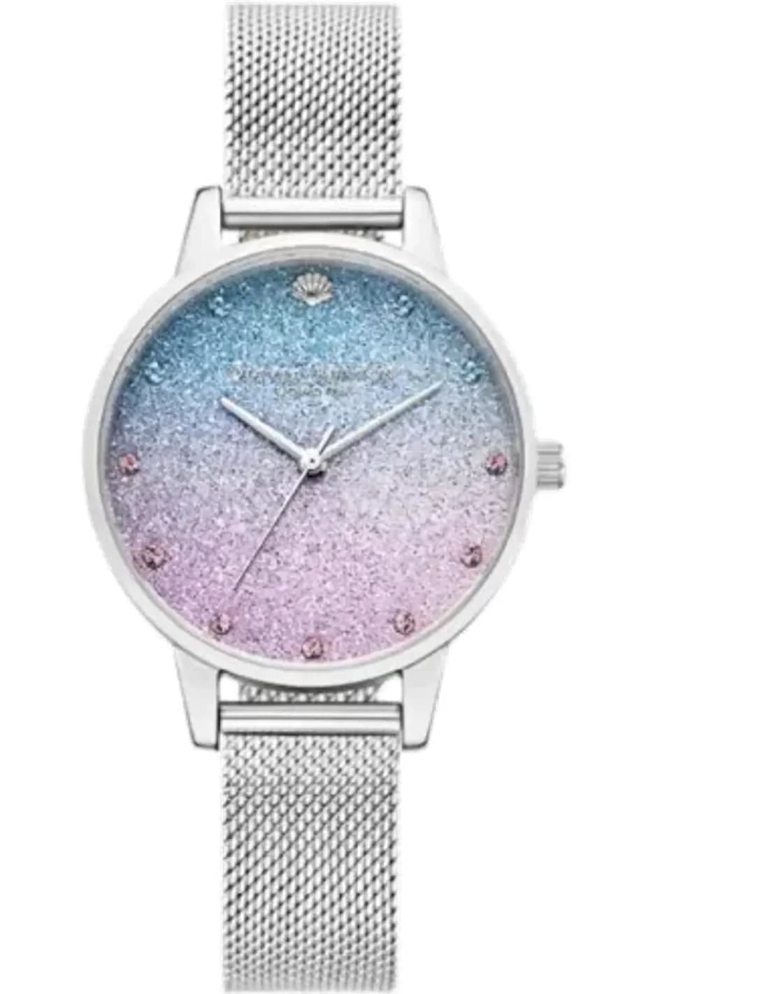 Montre Olivia Burton OB16US01 Cadran Scintillant et Maille Milanaise