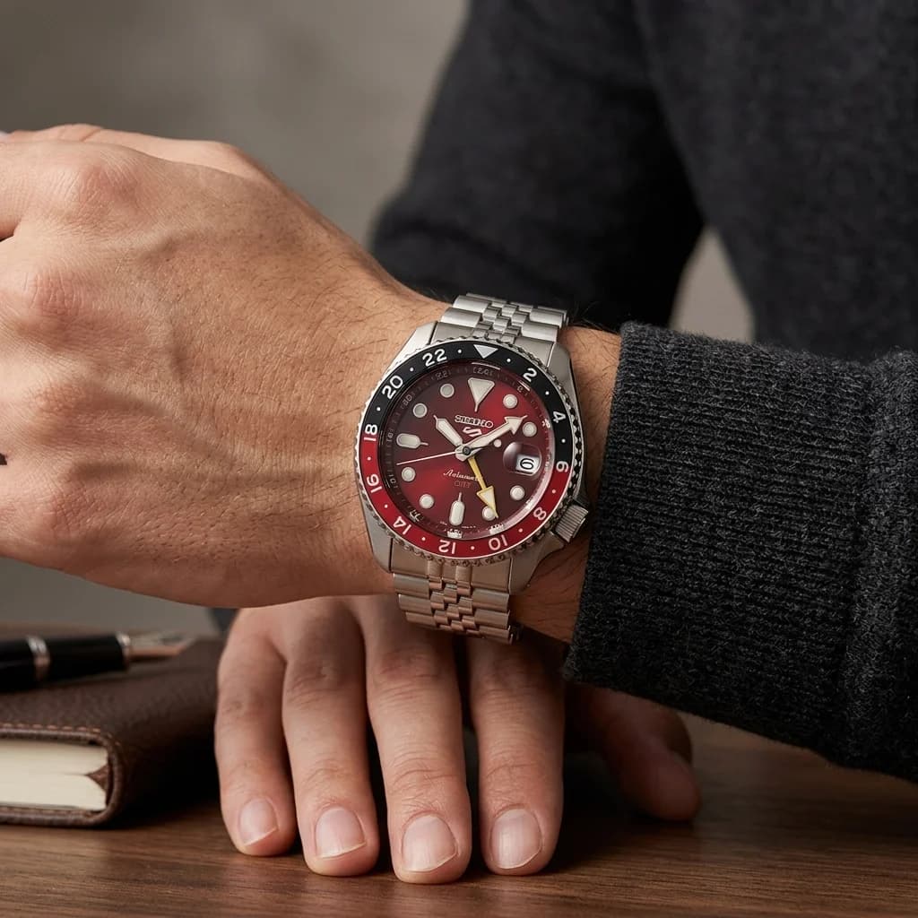 Seiko 5 Sports GMT Automatic Red Edition SSK031K1 – Montre mécanique élégante vue 4