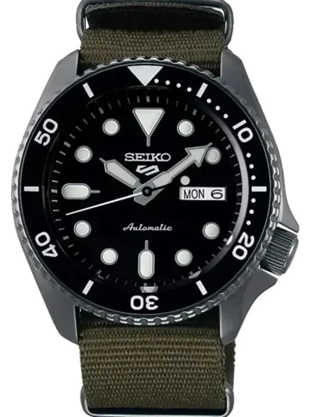 Montre Seiko SRPD65K4 Automatique Boîtier Acier Noir et Bracelet NATO Vert