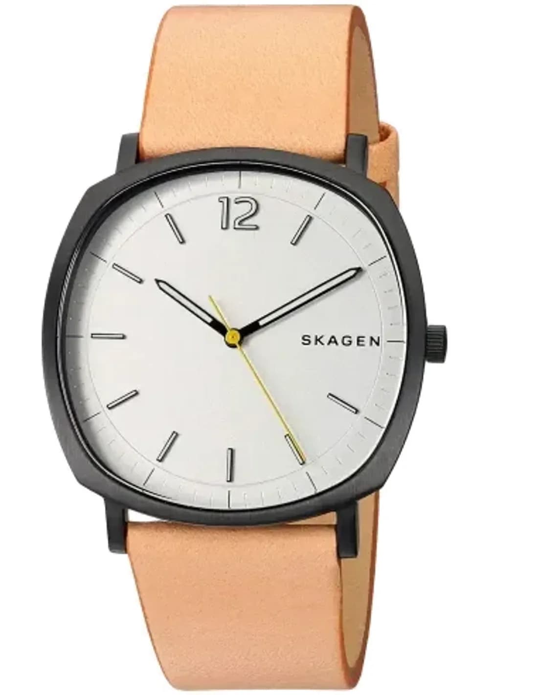 Montre Skagen SKW6379 au Boîtier Coussin et Bracelet en Cuir Noir