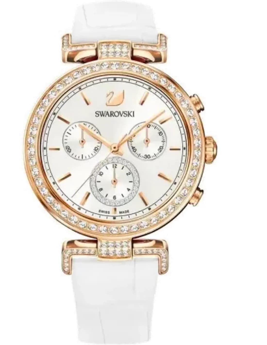 Montre Swarovski 5295369 Era Journey avec Bracelet en Cuir Blanc et Diamants