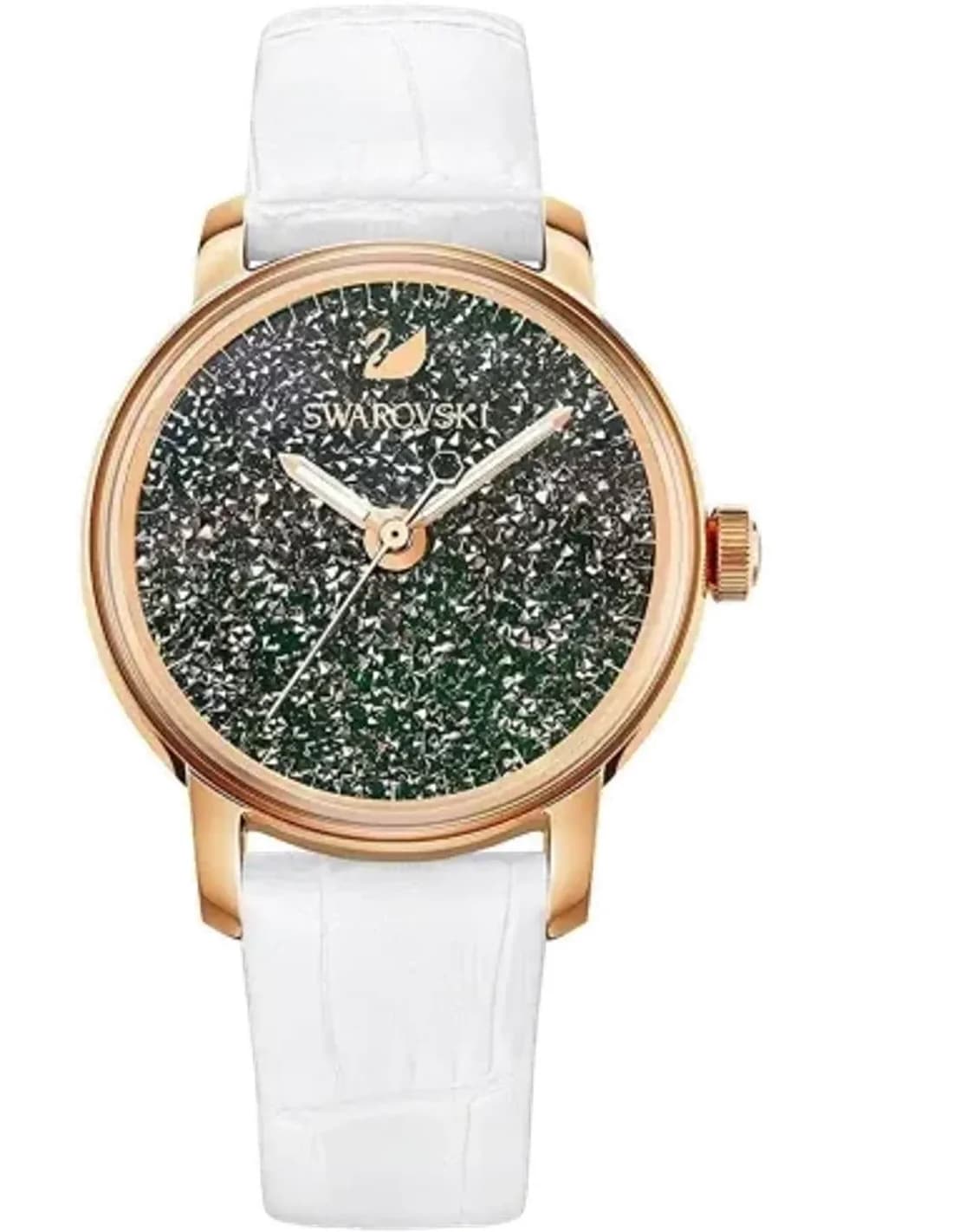 Montre Femme Swarovski Crystalline Oval 5344635 bracelet cuir blanc
