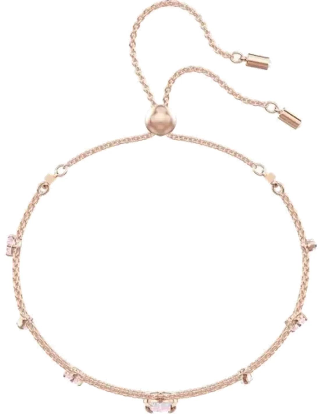 Adjustable bracelet One Swarovski 5446304 white and pink crystals rose gold plated