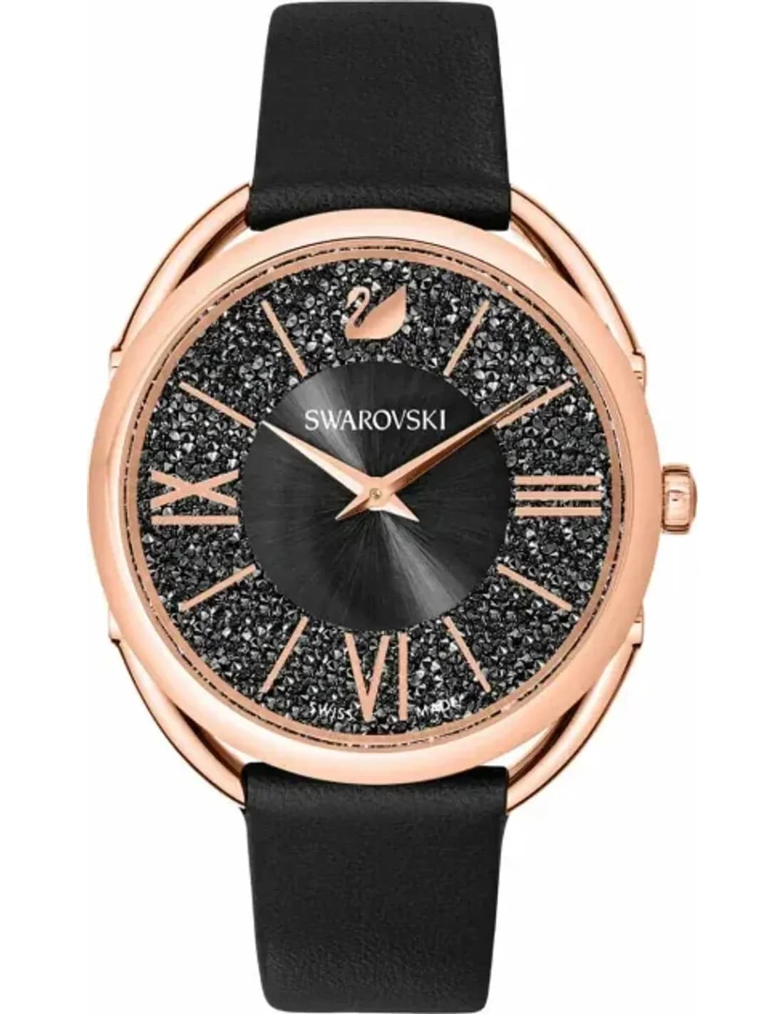 Montre Swarovski 5452452 Crystalline Glam Cuir Noir et Or Rose