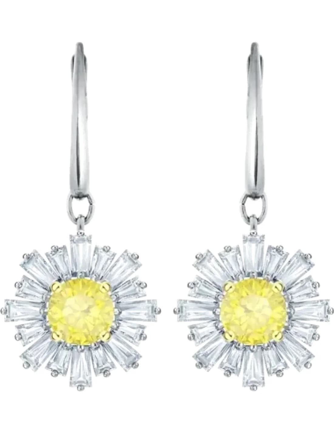 Swarovski Sunshine 5479914 Rhodium Plated Crystal Encrusted Earrings