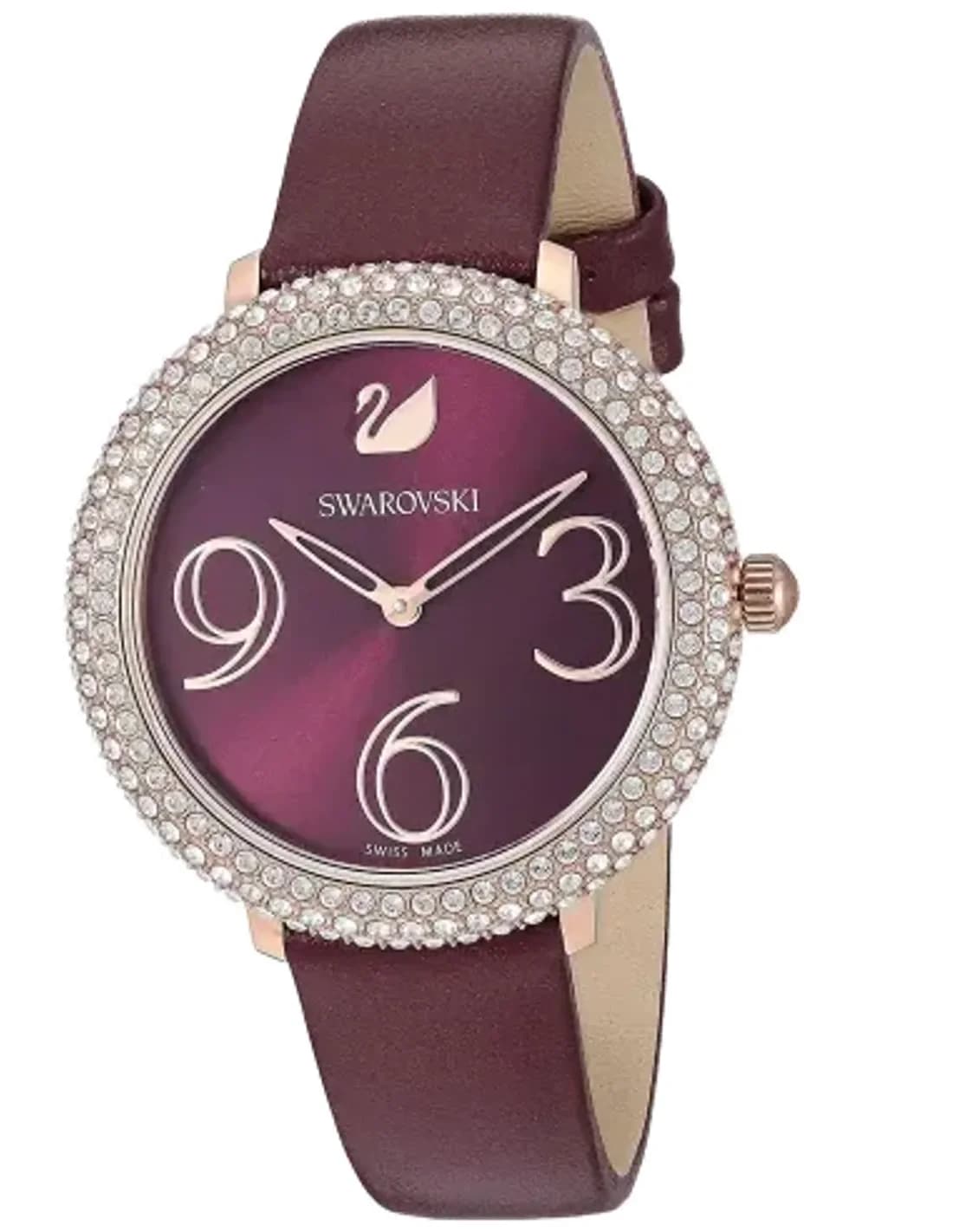 Montre Femme Swarovski Frost 5484064 bracelet cuir bordeaux