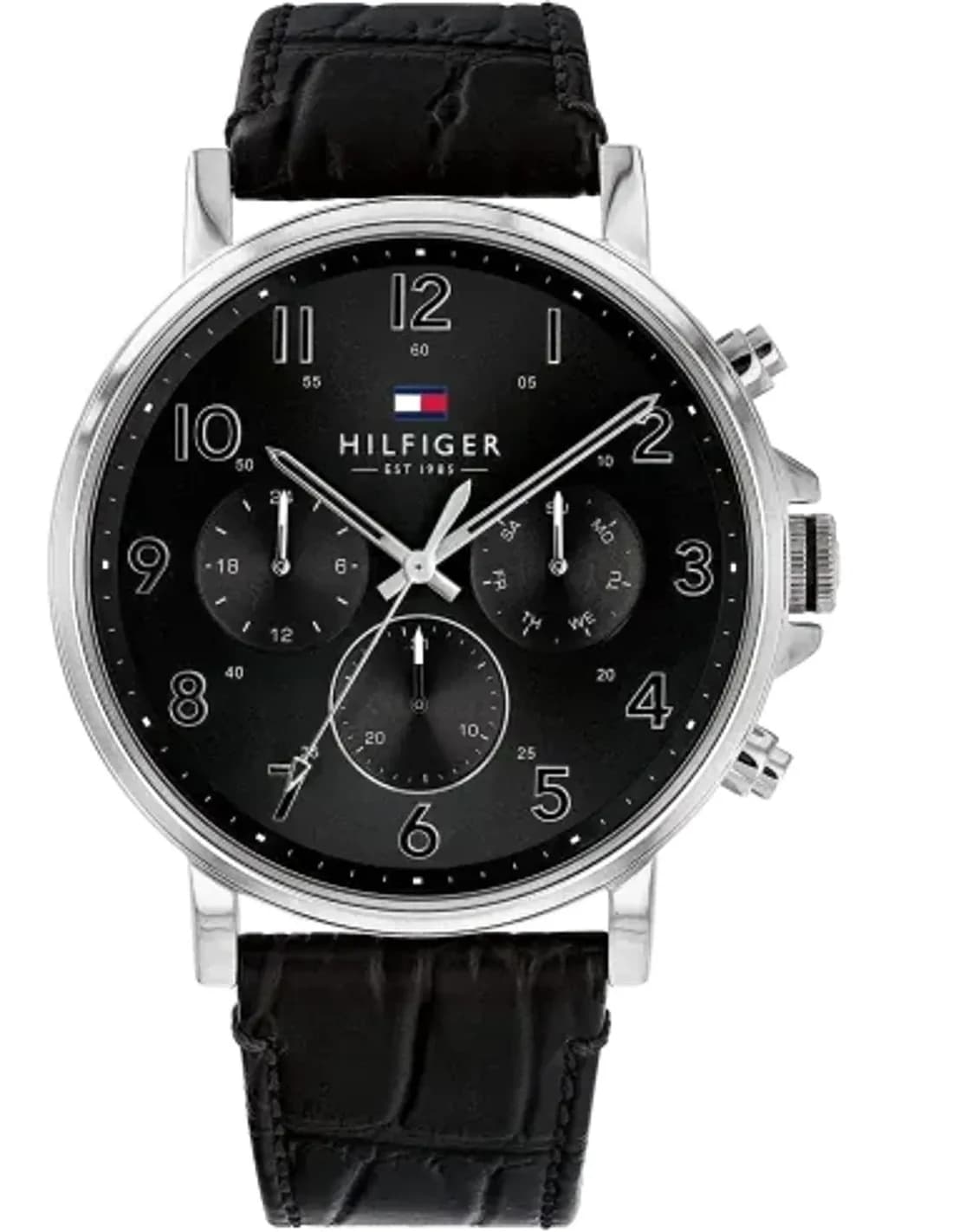 Montre Tommy Hilfiger 1710381 Cadran Noir et Bracelet Cuir Texturé