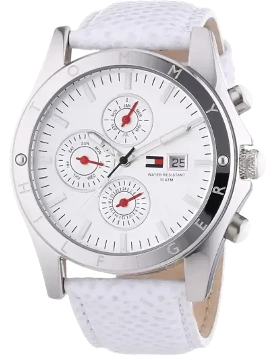 Montre Femme Tommy Hilfiger 1780726 Bracelet blanc en cuir motifs peau de lézard