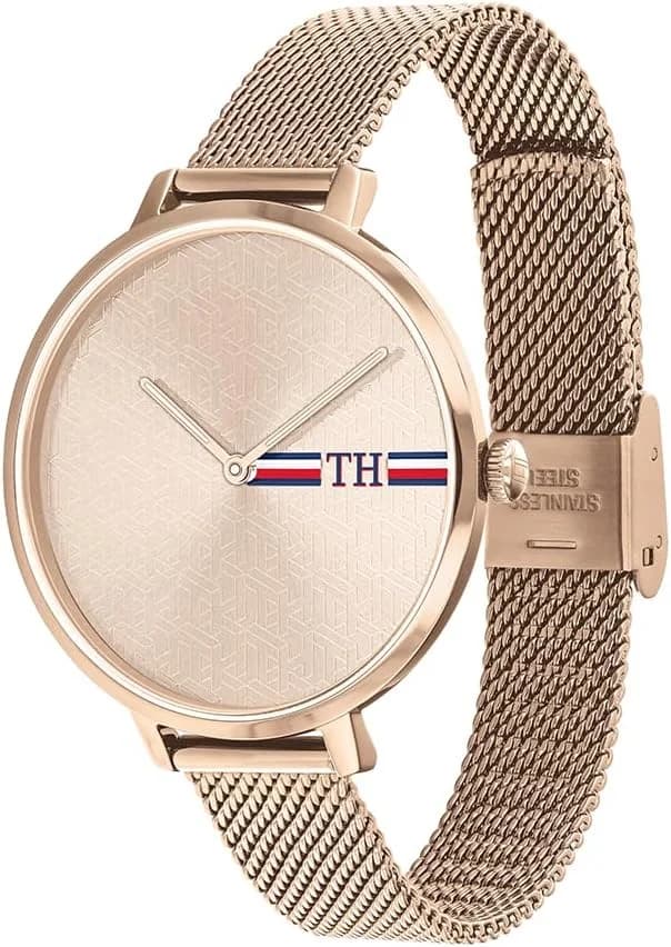 Montre Tommy Hilfiger 1782158 en acier rose doré et maille milanaise vue 2
