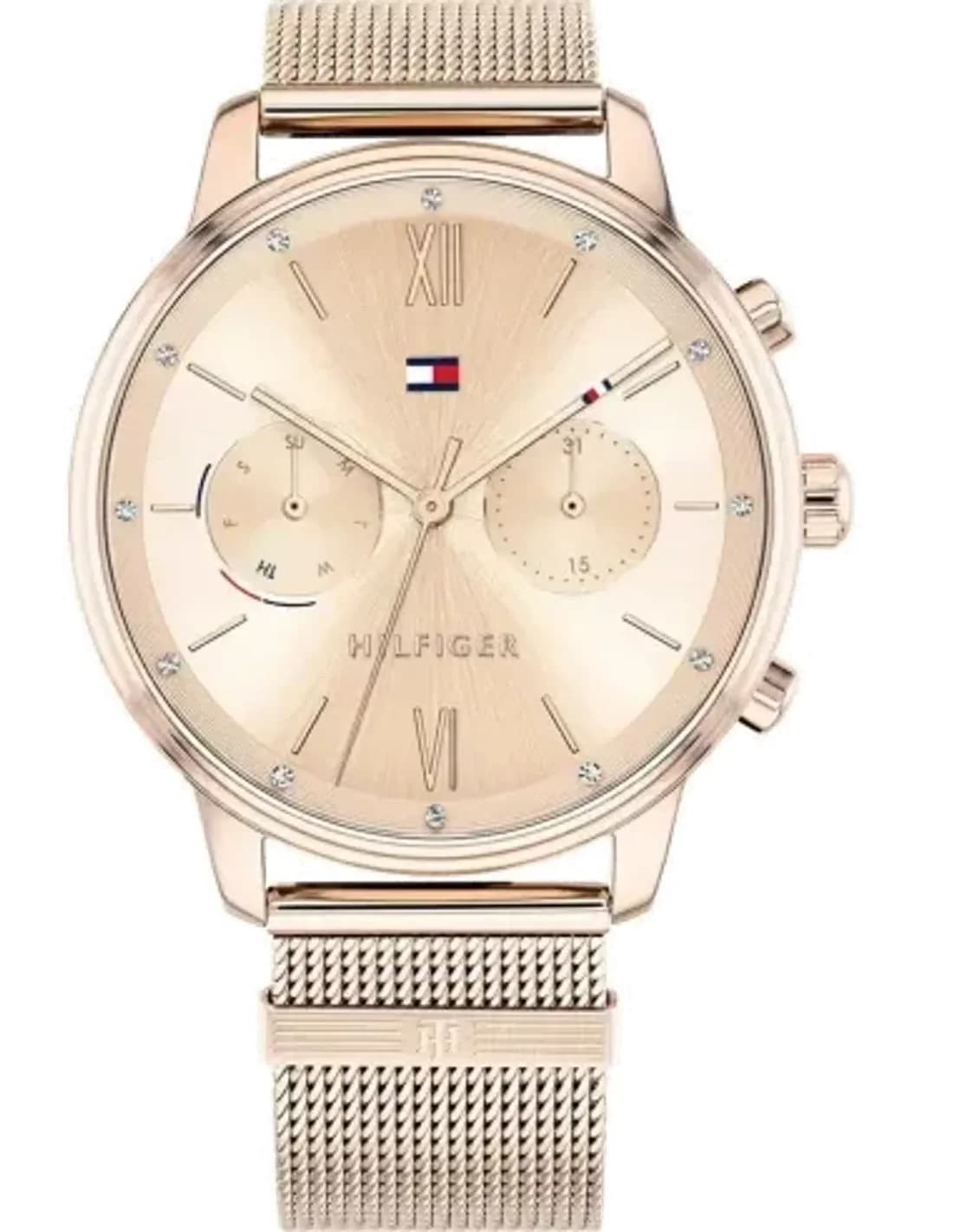Montre Tommy Hilfiger 1782303 en maille milanaise or rose