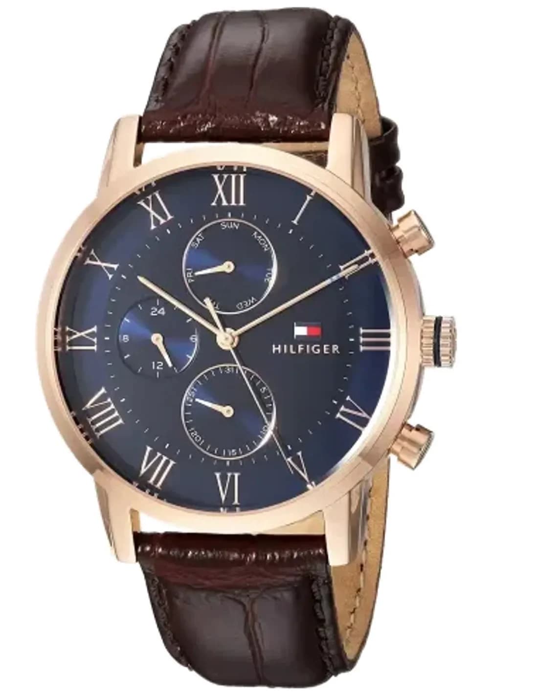Montre Tommy Hilfiger 1791399 cadran bleu bracelet cuir marron