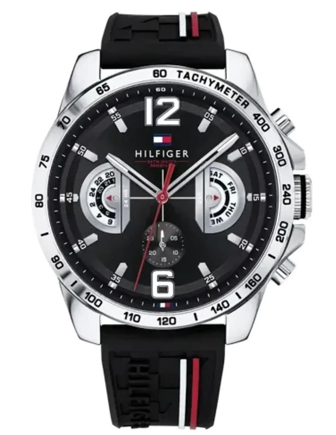 Men's Watch Tommy Hilfiger 1791473 Black Silicone Chronograph