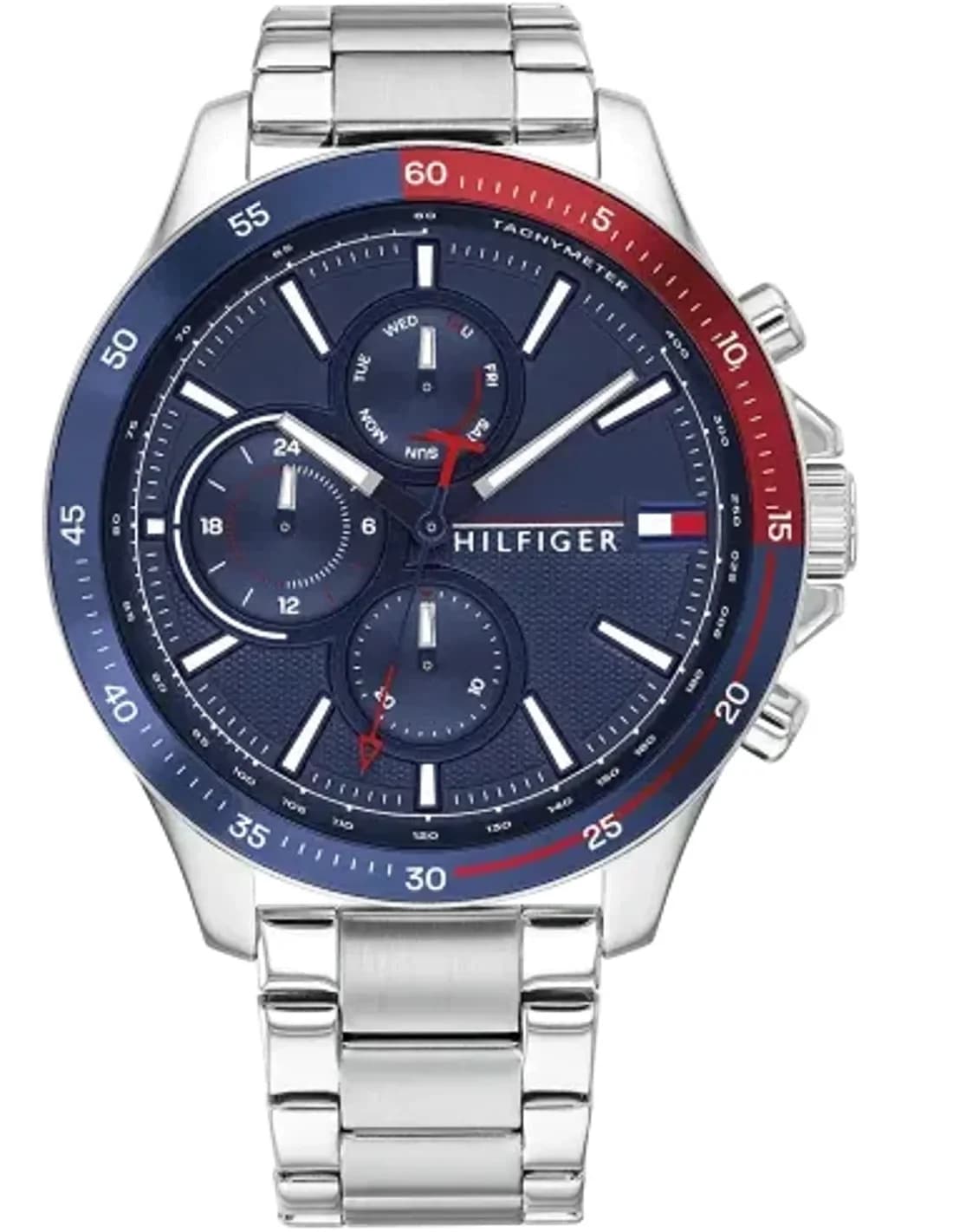 Montre Tommy Hilfiger 1791718 Chronographe Acier Bicolore Bleu et Rouge