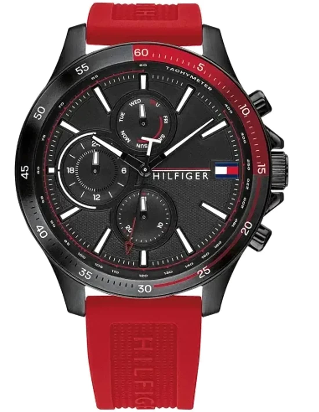 Montre Tommy Hilfiger 1791722 en Acier avec Bracelet Silicone rouge