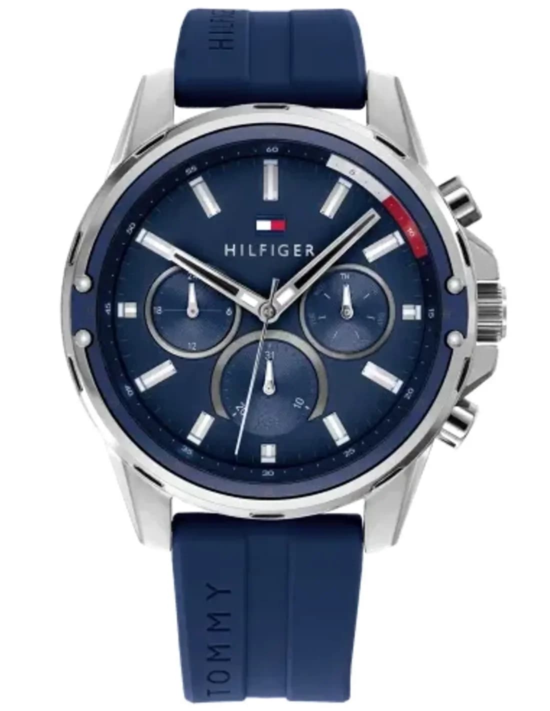 Montre Tommy Hilfiger 1791791 en silicone bleu et boîtier 45 mm