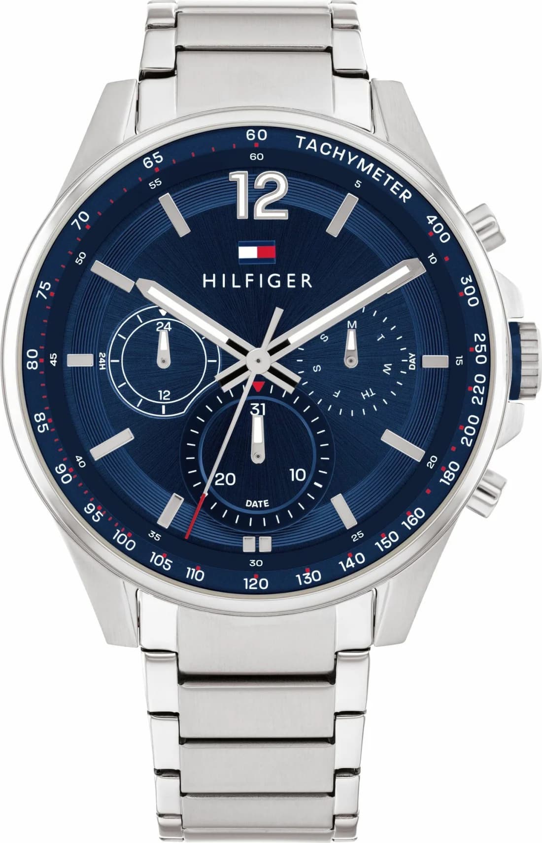 Tommy Hilfiger 1791973 Max Stainless Steel Silver and Blue Multifunction Dial Watch