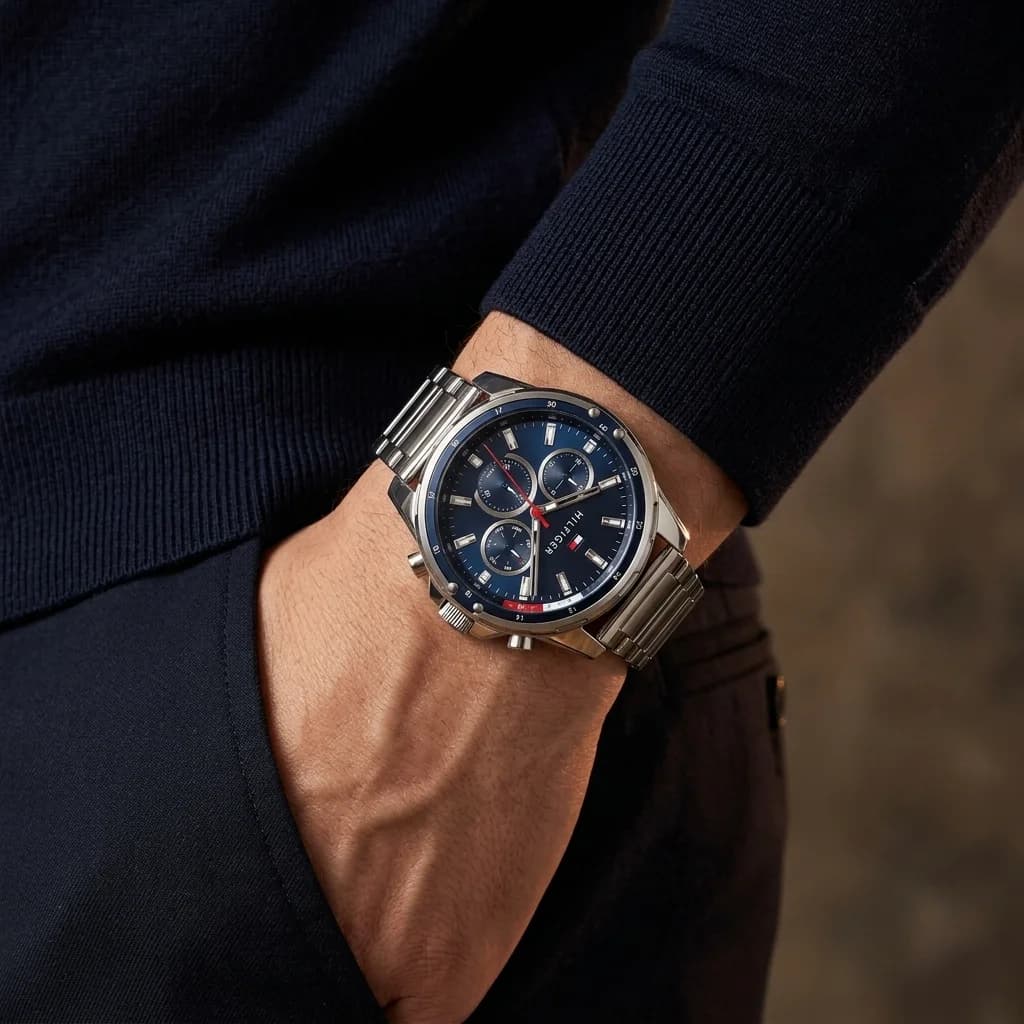 Tommy Hilfiger Mason 1791788 — chronographe sport acier bleu — design affirmé vue 5