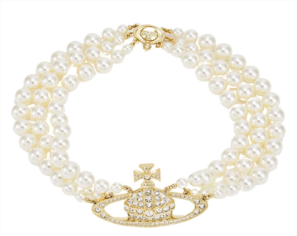 Vivienne Westwood bas relief necklace THREE ROW RELIEF Choker choker in yellow gold