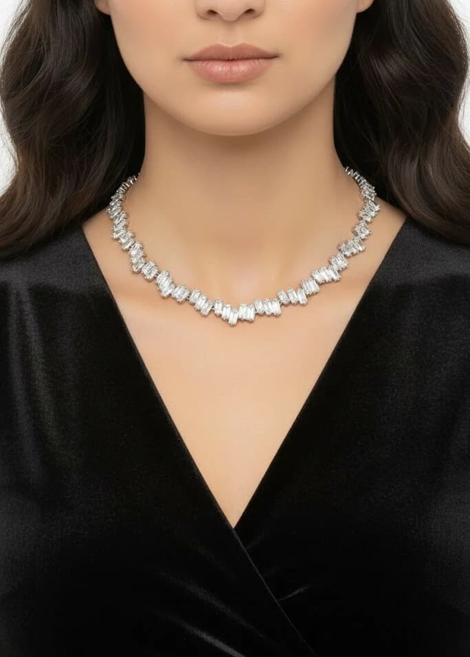 Collier Ras de Cou Vivienne Westwood cristaux baguette argenté vue 3