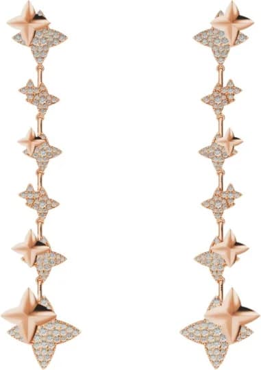 Boucles d'oreilles APM Monaco Drop météorites pendantes plaqués or rose 18 carats