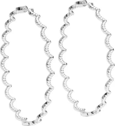 Boucles d'oreilles créoles APM Monaco Wavy up and down micropavés de cristaux