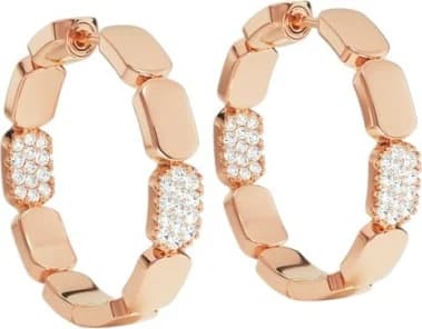 Boucles d'oreilles mini créoles APM Monaco Yacht Club plaqués or rose 18 carats micropavés de cristaux