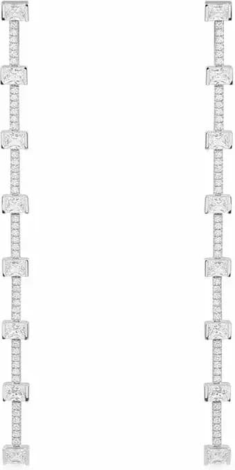 Boucles d'oreilles Pendantes APM Monaco Festival argent 925 ligne carrés zirconium
