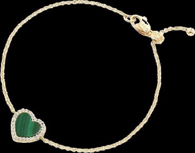 Bracelet APM Monaco ajustable Cœur Malachite placage or jaune