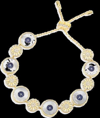 Bracelet APM Monaco ajustable Lucky Eyes placage or jaune et nacre