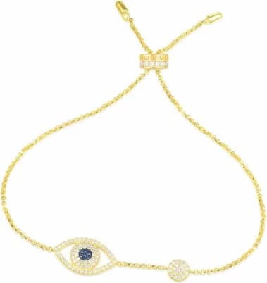 Bracelet APM Monaco Lucky Eye plaque or jaune 18 carats pavé de cristaux