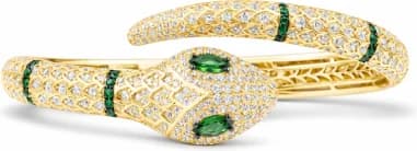 Bracelet Jonc APM Monaco serpent plaqué or jaune et incrusté de cristaux