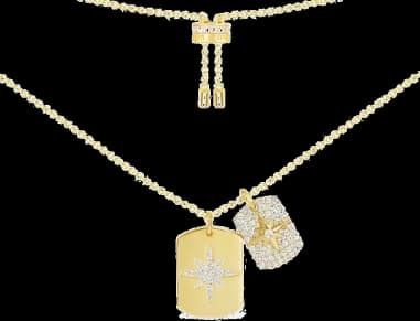 Collier APM Monaco ajustable double cercles instrustés de cristaux plaqué or jaune
