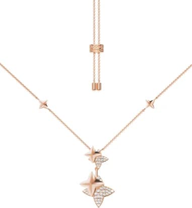 Collier APM Monaco ajustable double météorites ajustable plaqué or rose