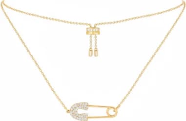 Collier APM Monaco ajustable épingle à nourrice plaqué or incrusté de cristaux