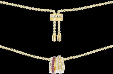 Collier APM Monaco ajustable Hoop anneaux incrustés de cristaux plaqué or jaune