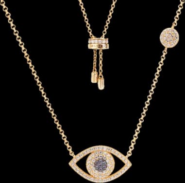 Collier APM Monaco ajustable Oeil porte bohneur incrusté de cristaux