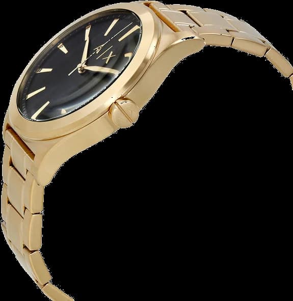 Gros plan sur le cadran noir de la Armani Exchange AX2328