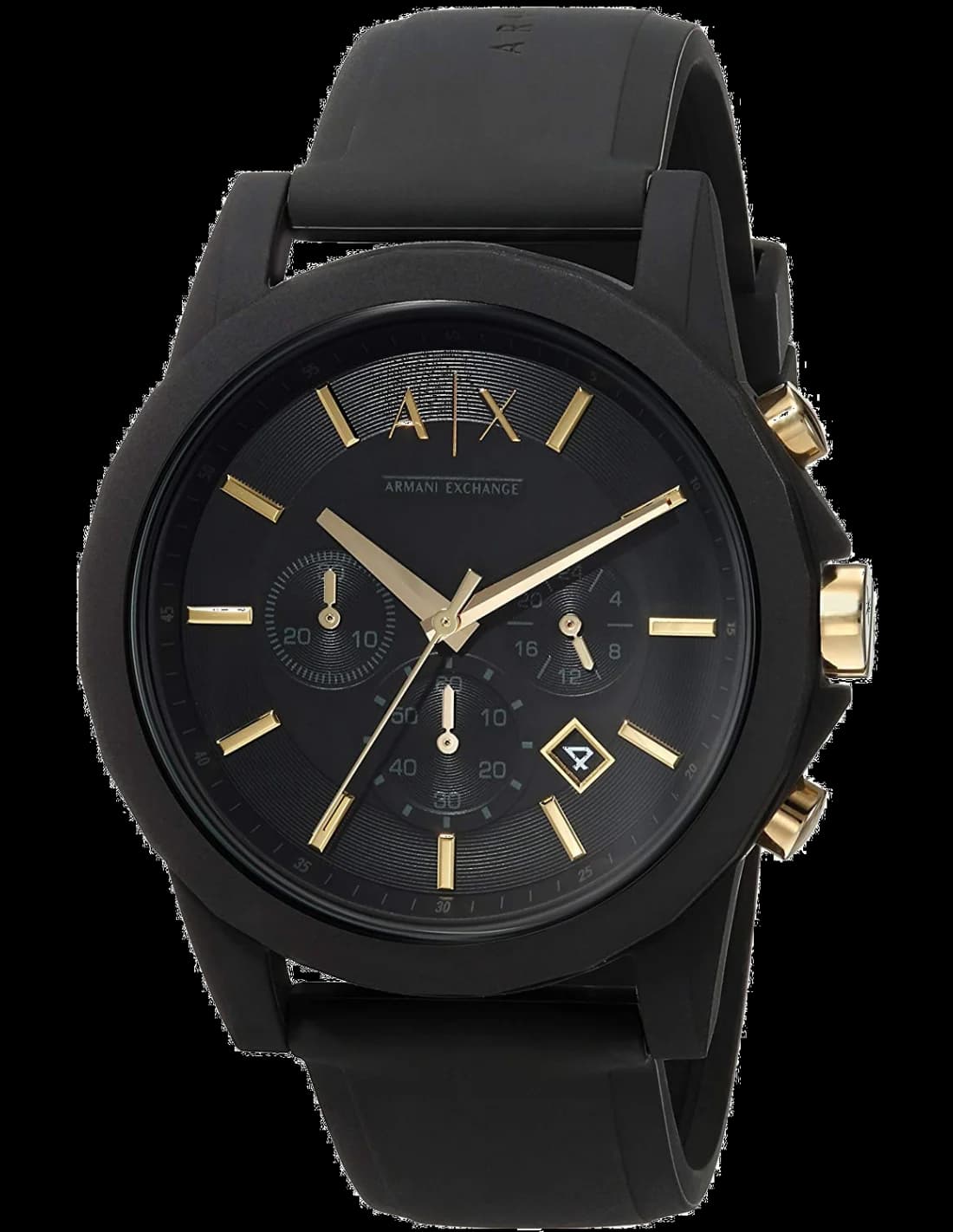 Armani Exchange AX7105 vue de côté, bracelet silicone
