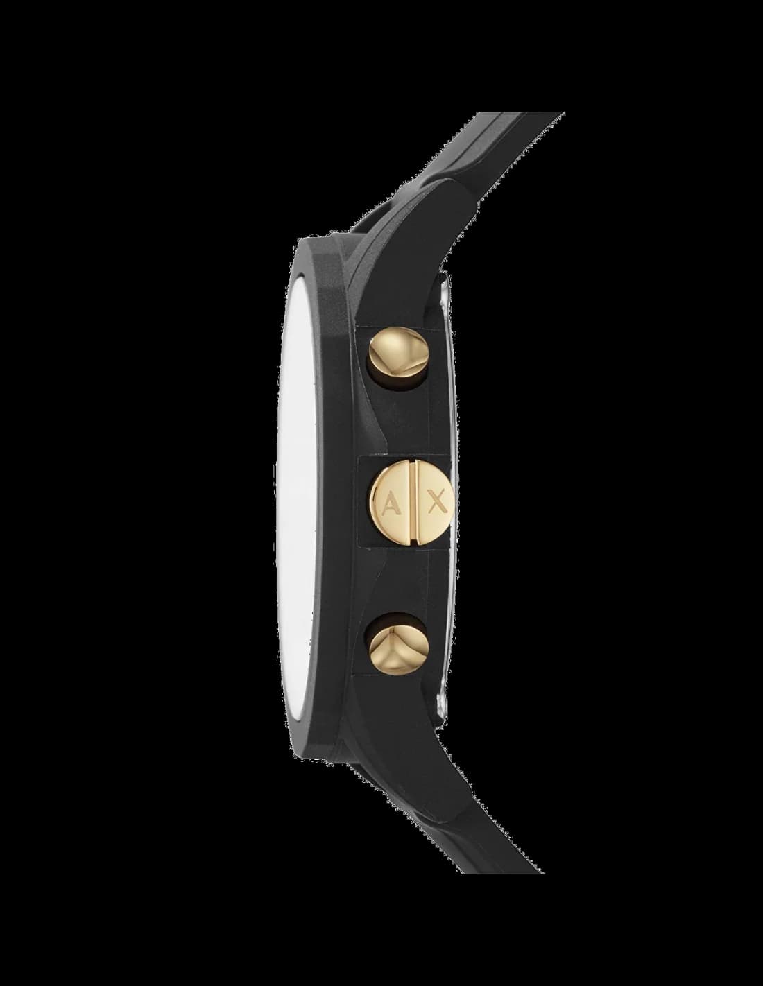 Gros plan sur le cadran noir de la Armani Exchange AX7105